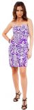 Short Fitted Beaded Short Shift Party Dress in Purple/White